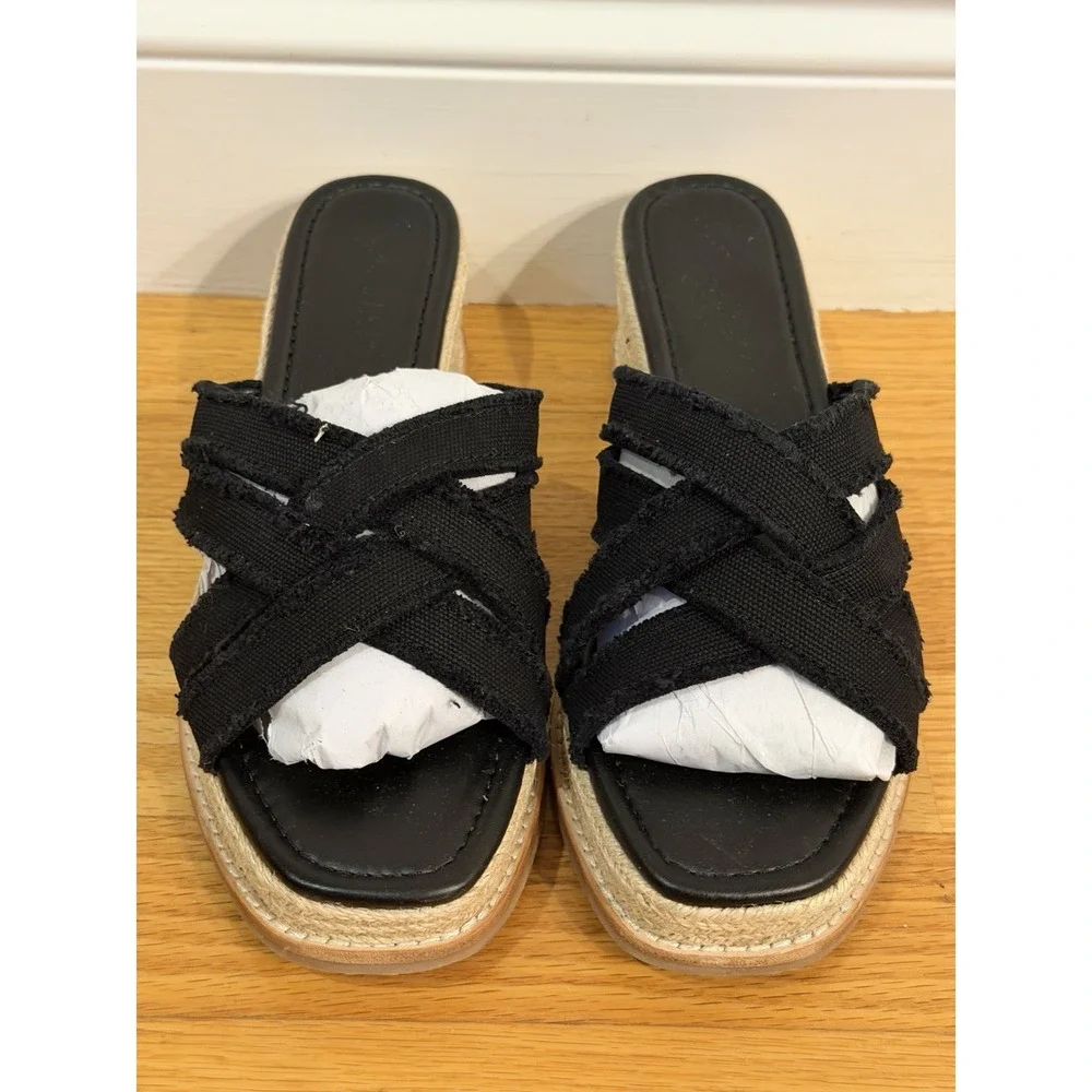 Splendid Delliny wedge sandals in black, Women's Size 10